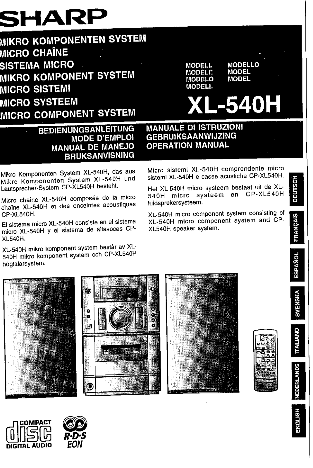 Sharp XL-540H User Manual