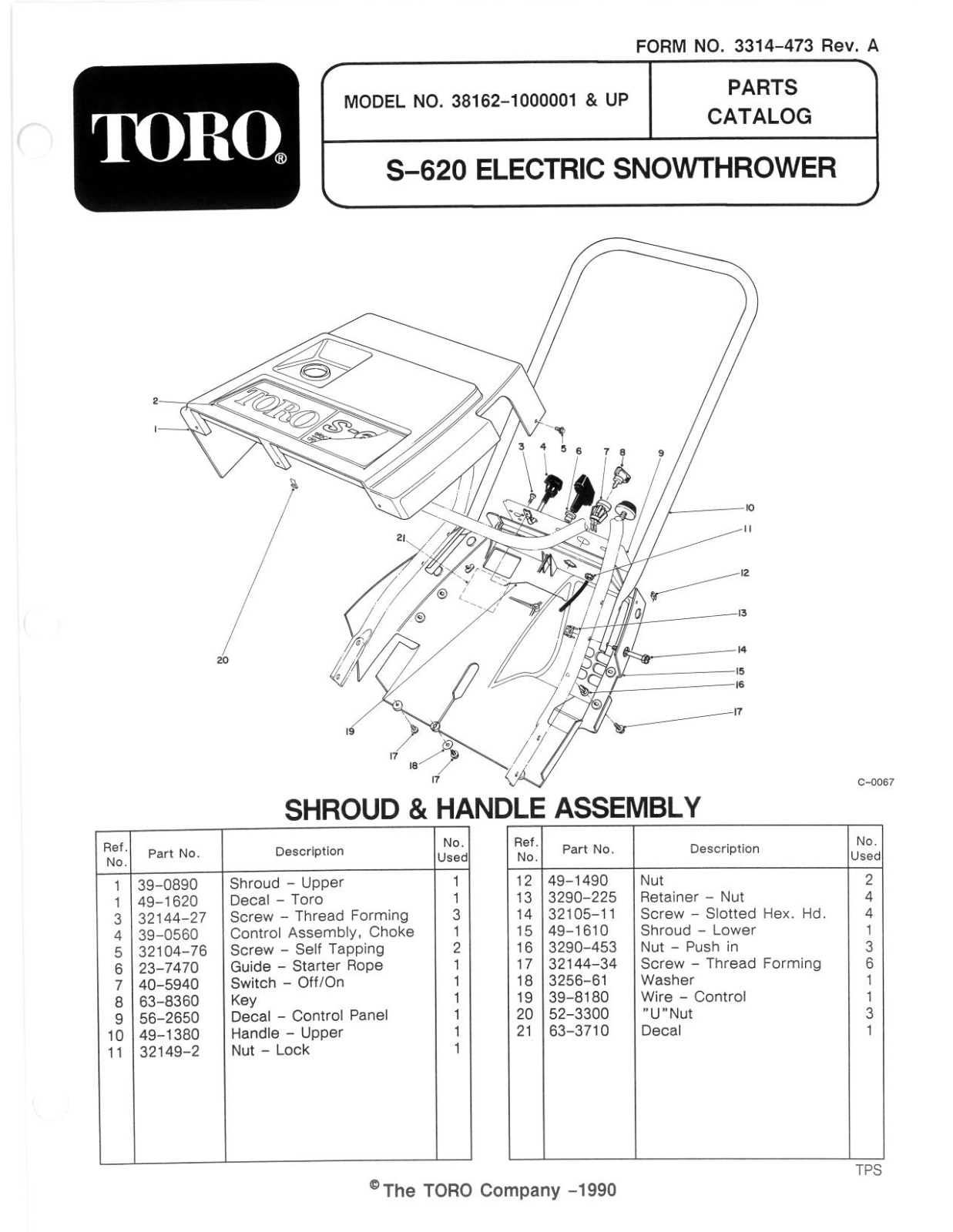 Toro 38162 Parts Catalogue