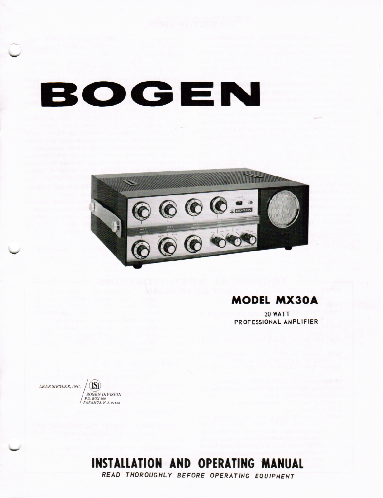 Bogen mx30a schematic