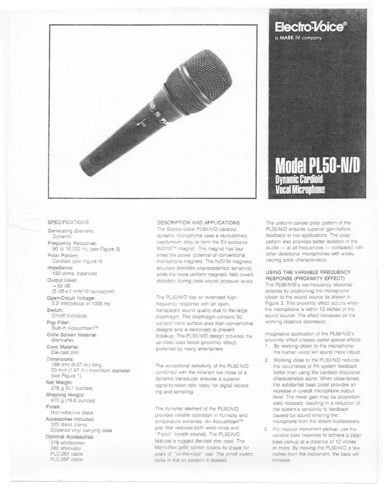 Electro-Voice PL50-N-D User Manual