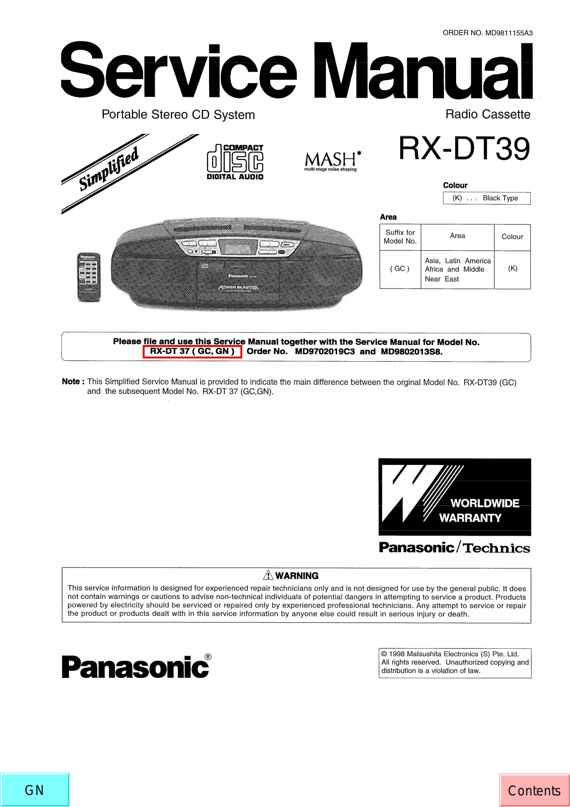 JVC RX DT39 GC Service Manual