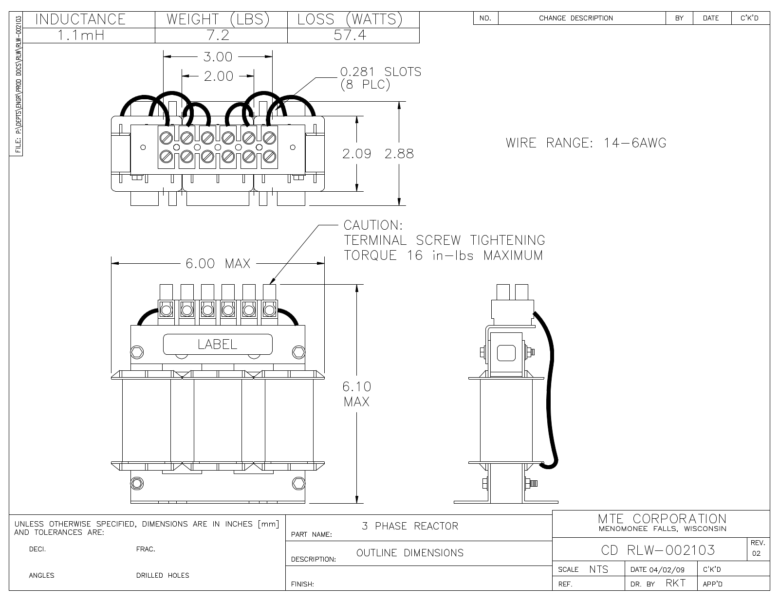 MTE RLW-002103 CAD Drawings