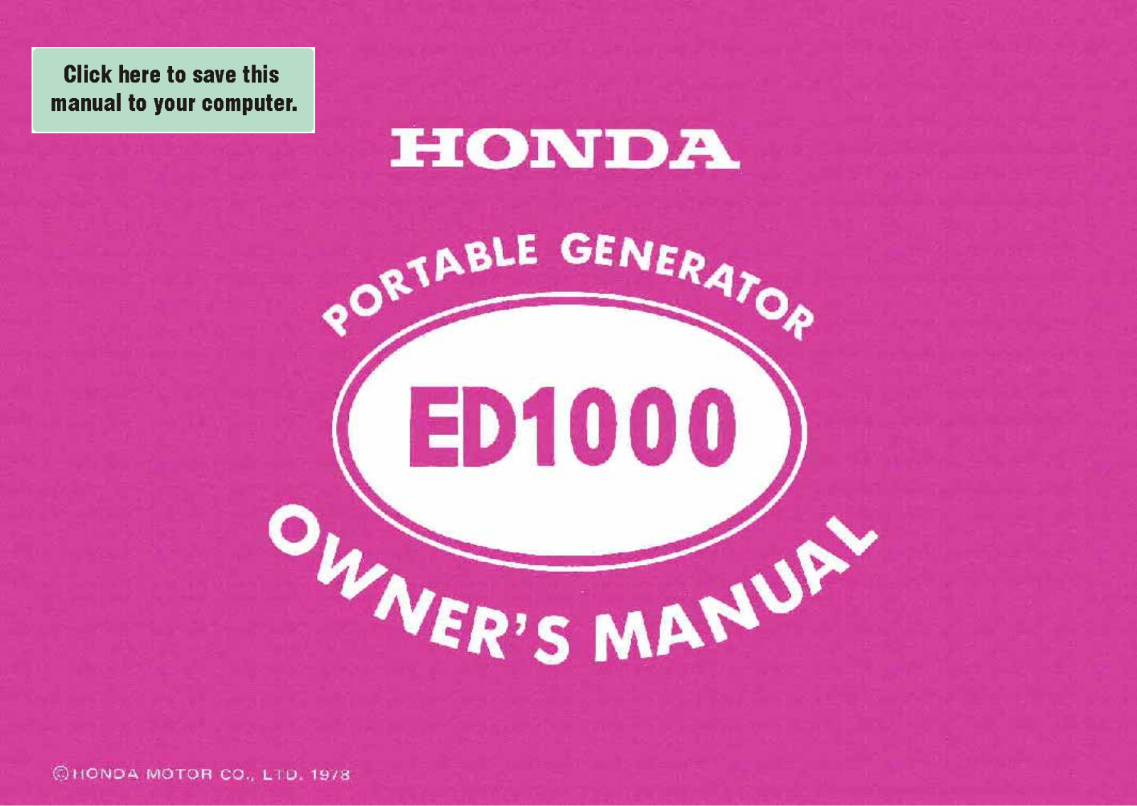 Honda Power Equipment ED1000 User Manual