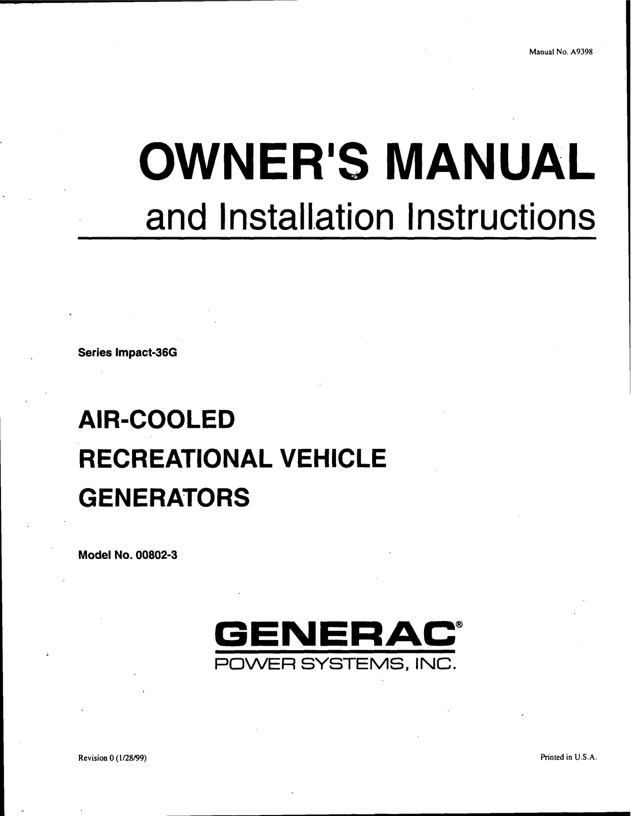 Generac 00802-3 User Manual