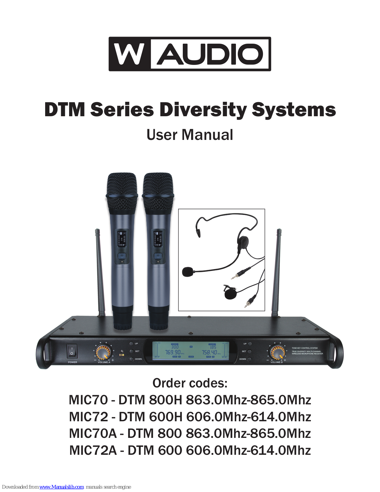 W Audio MIC70-DTM 800H, MIC72-DTM 600H, MIC70A-DTM 800, MIC72A-DTM 600 User Manual