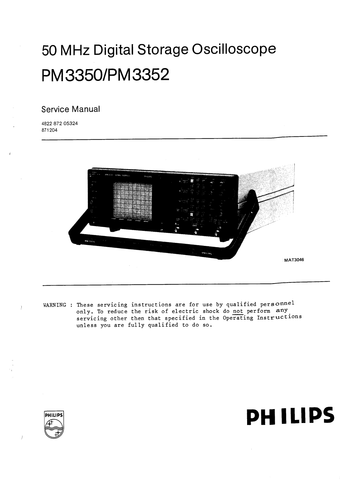 Philips PM 3352, PM 3350 Service Manual