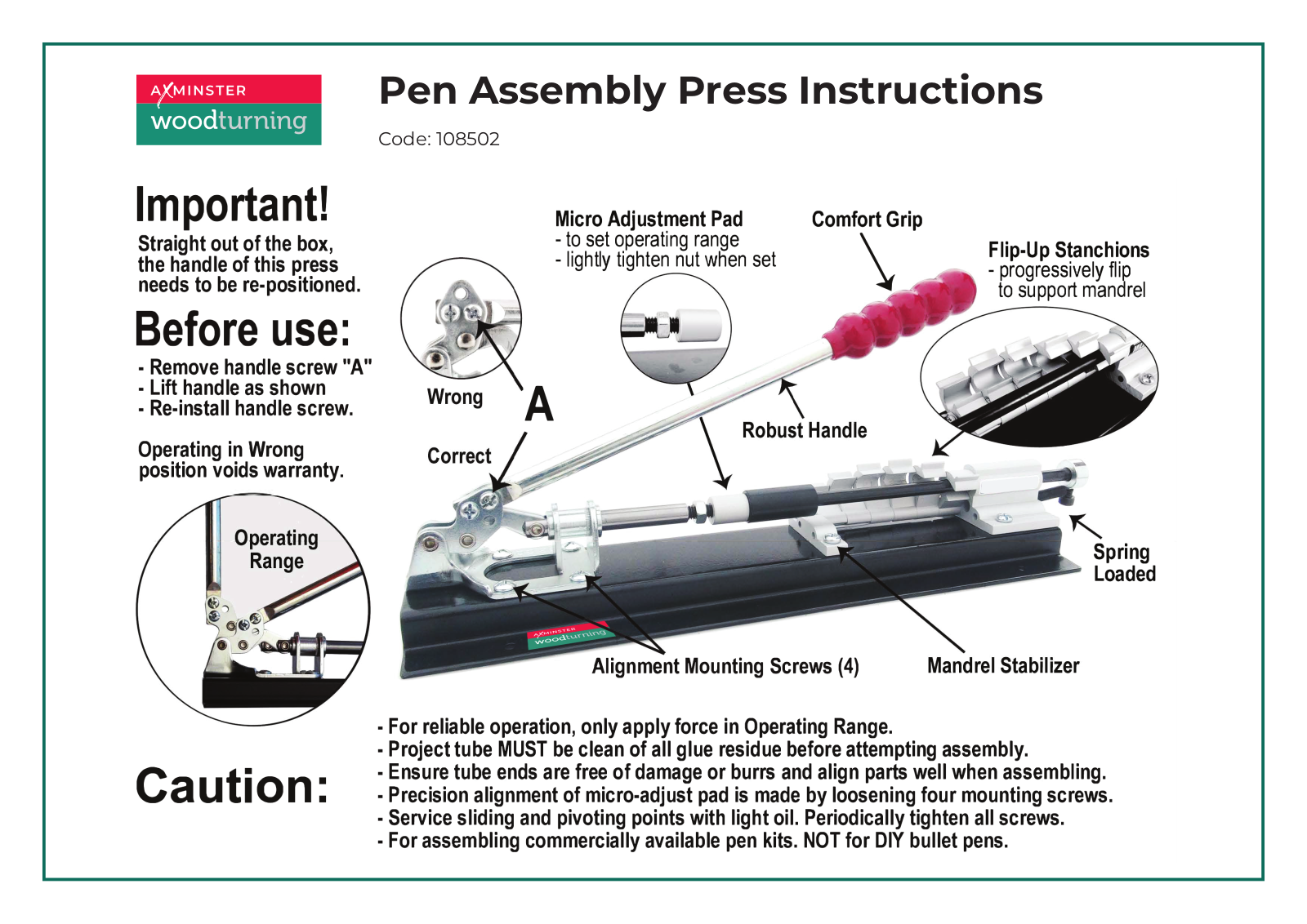 Axminster 108502 User guide - ManualMachine.com