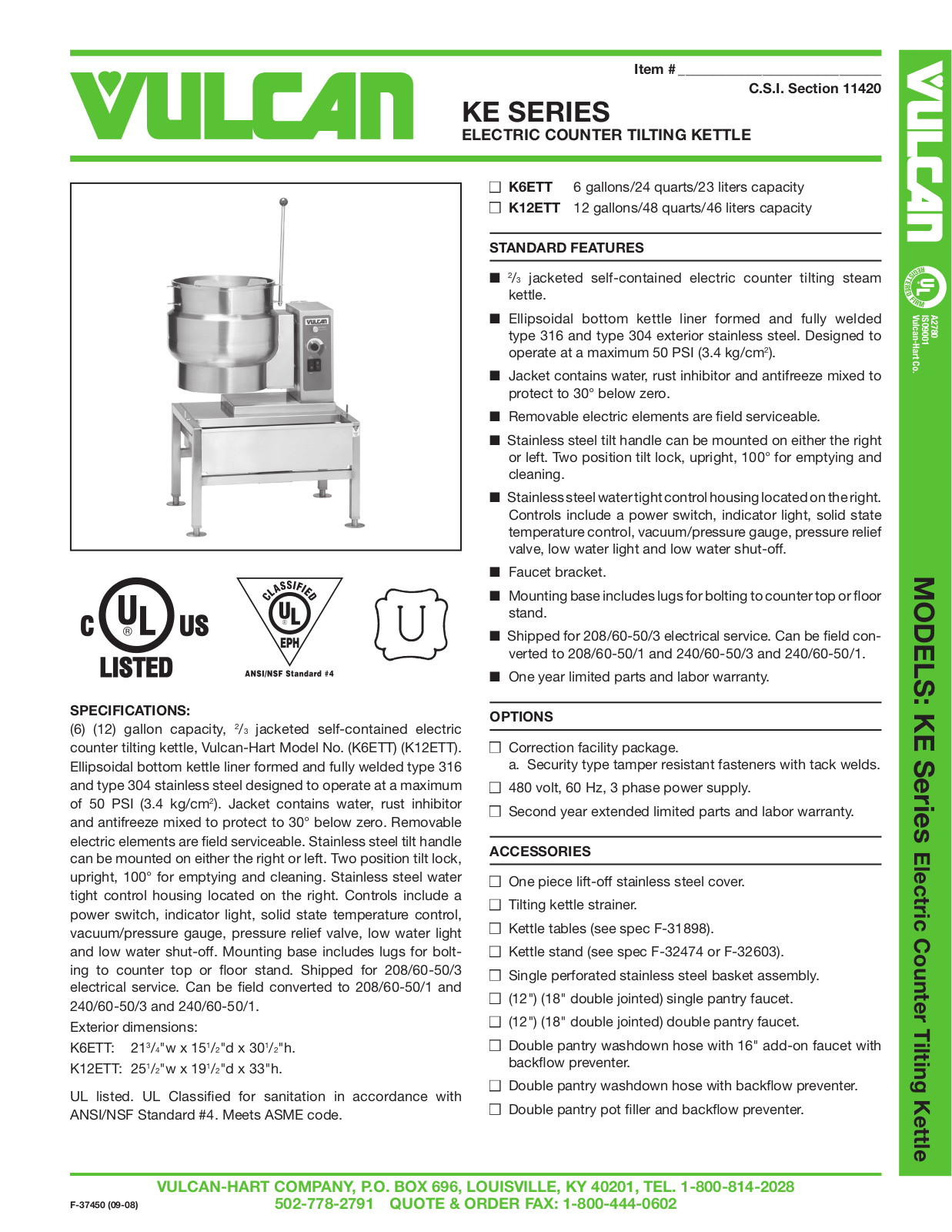 Vulcan-Hart KE SERIES User Manual