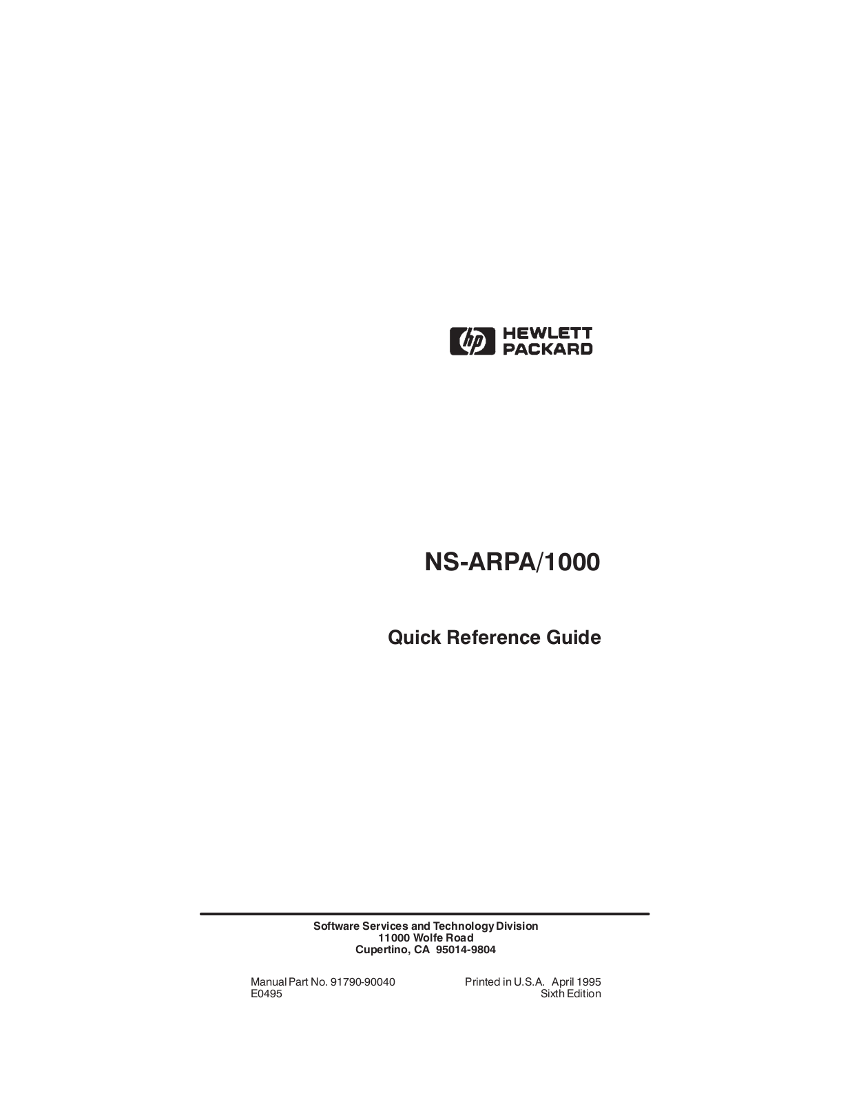 HP NSARPA-1000 User Manual