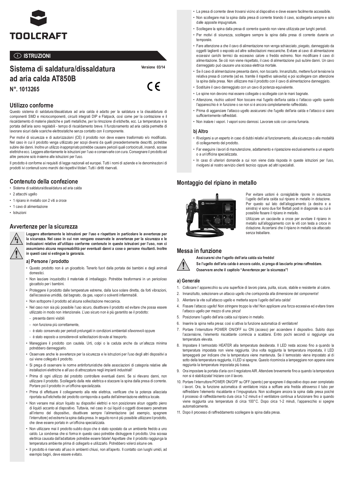 TOOLCRAFT AT850B User guide