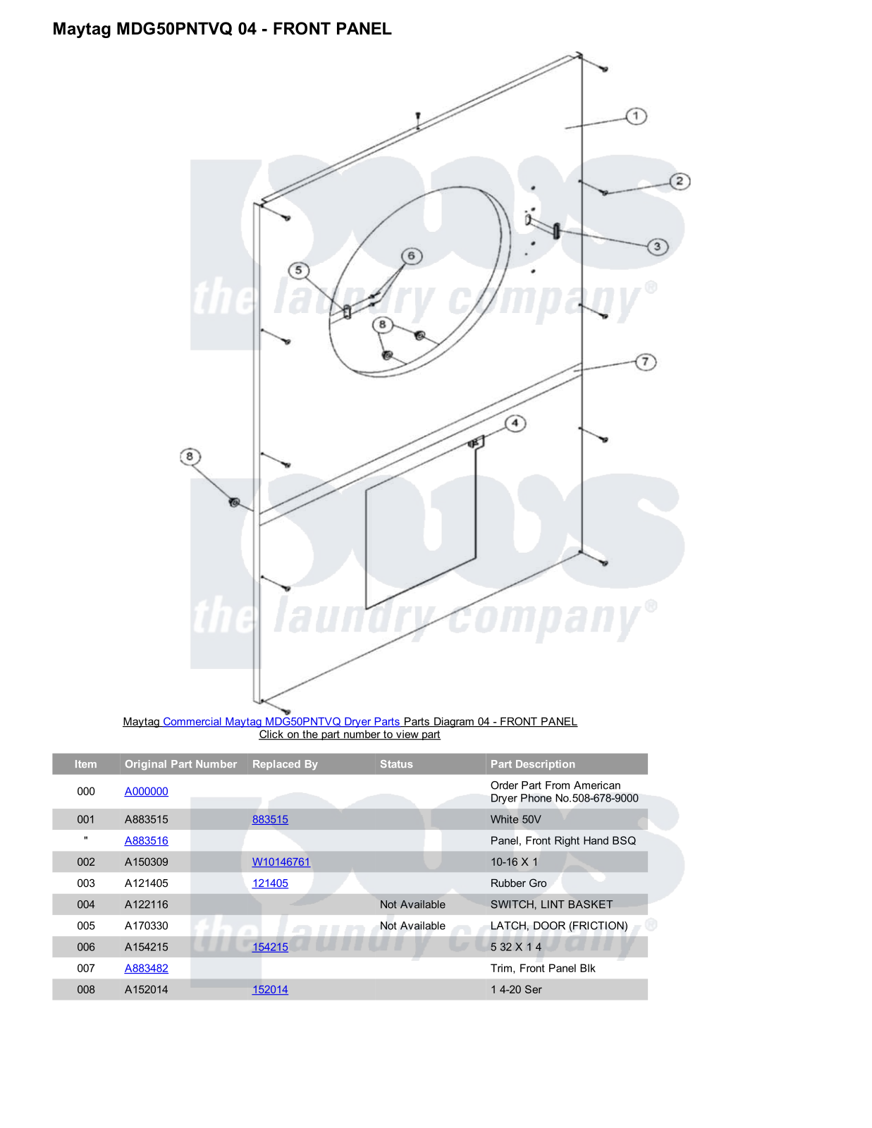 Maytag MDG50PNTVQ Parts Diagram