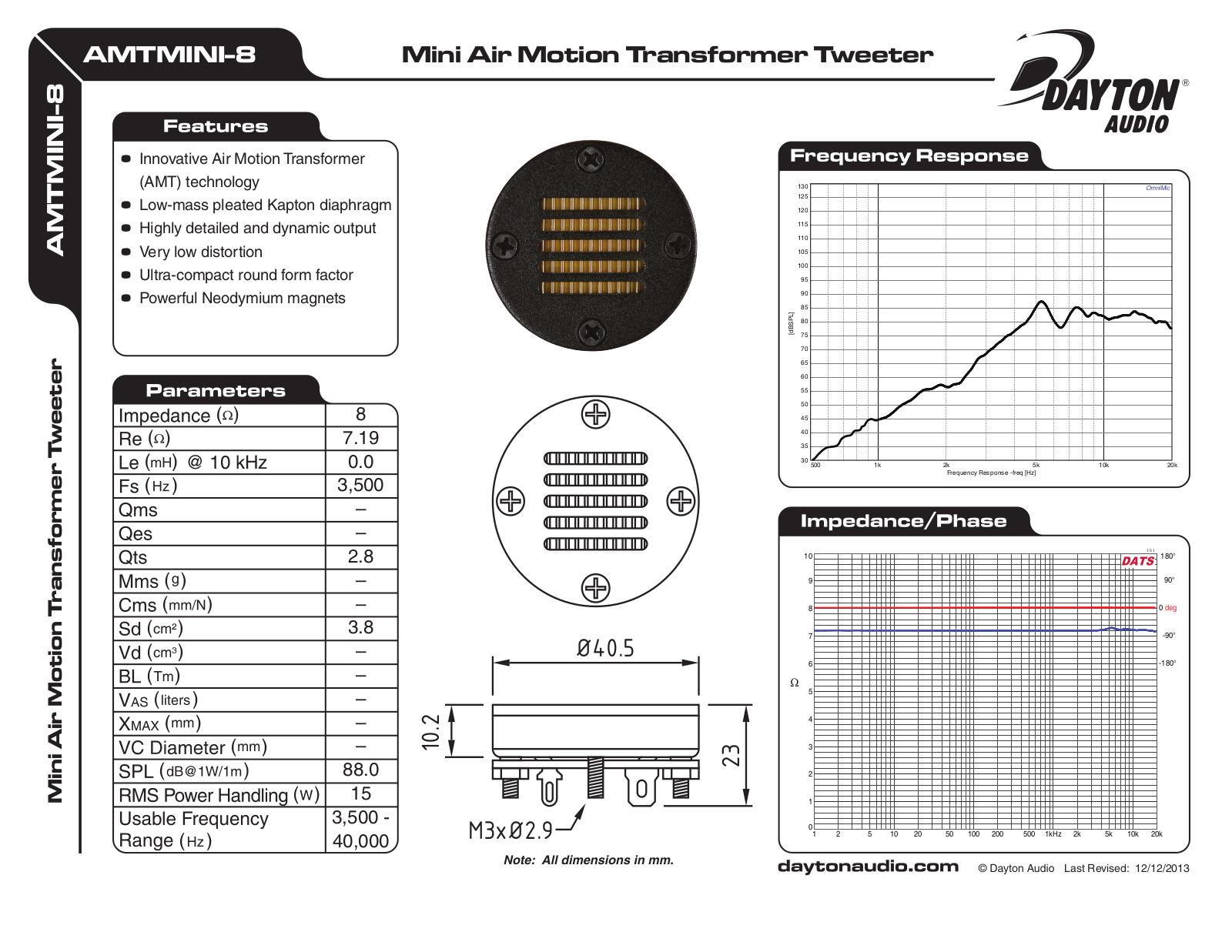 Dayton AMT Mini-8 Air User Manual