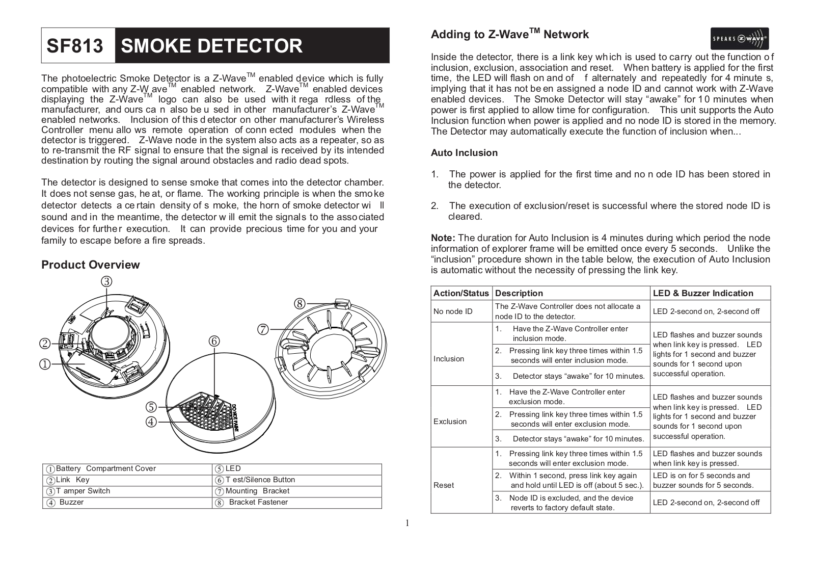 Everspring Industry Co SF813 User Manual