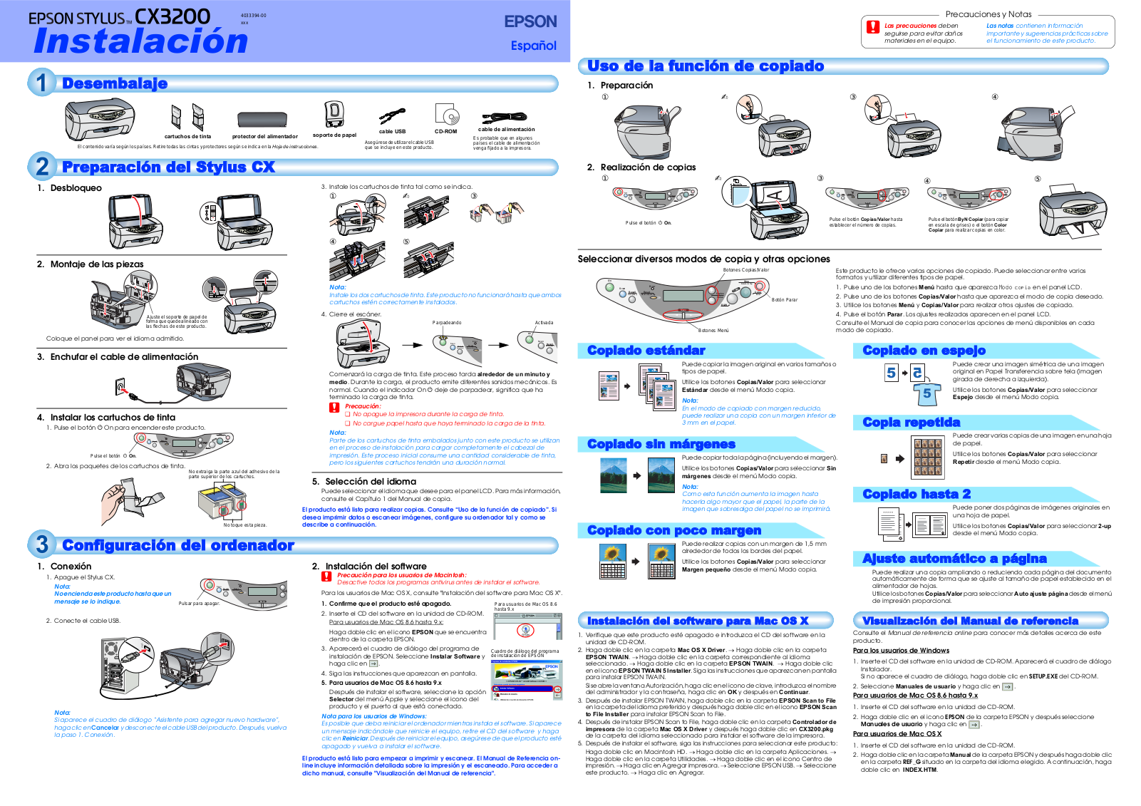 Epson STYLUS CX3200 Installation Manual