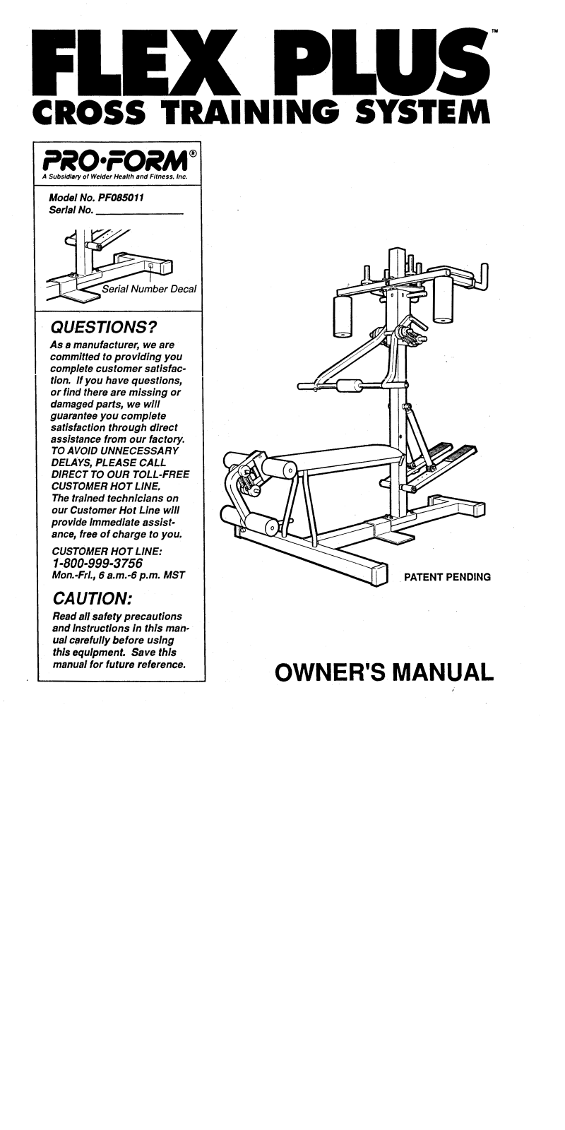 ProForm PF085011, PF085012 User Manual