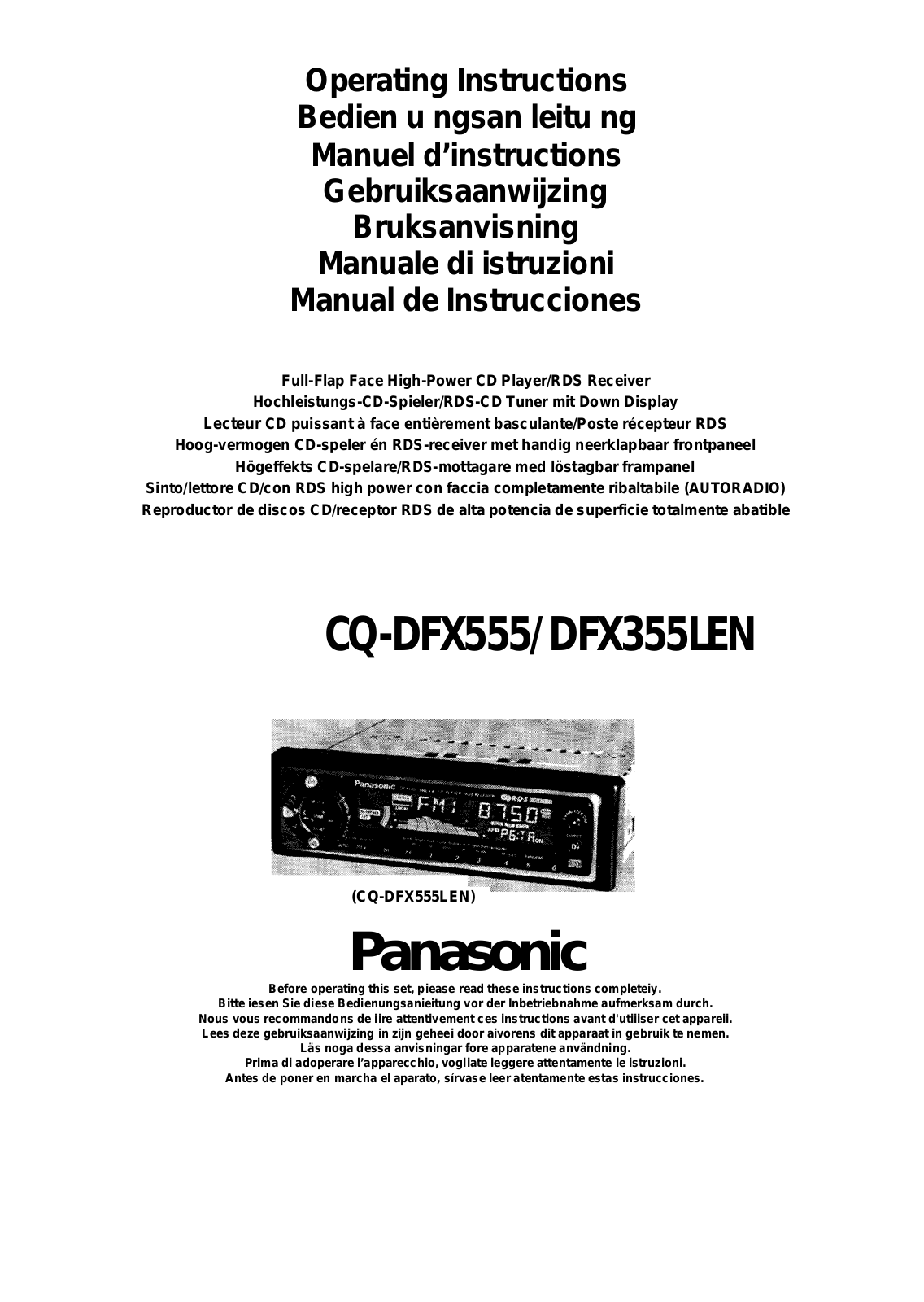 Panasonic CQDFX555 User Manual