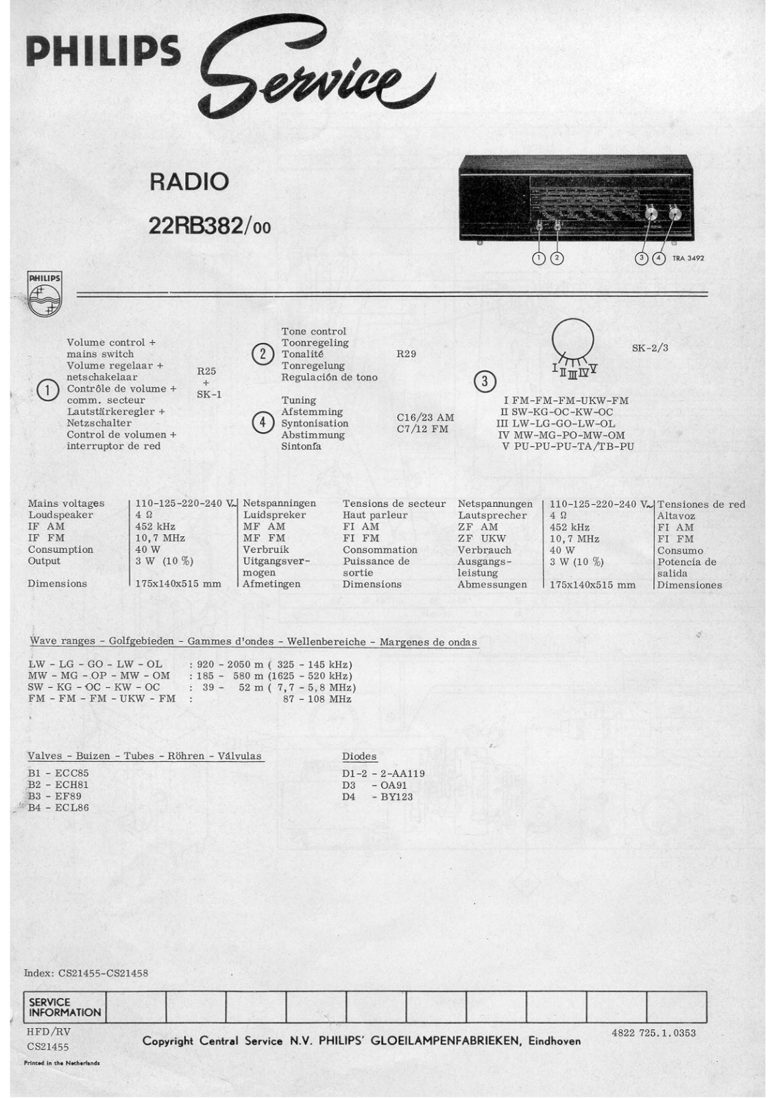 Philips 22RB382 Service manual