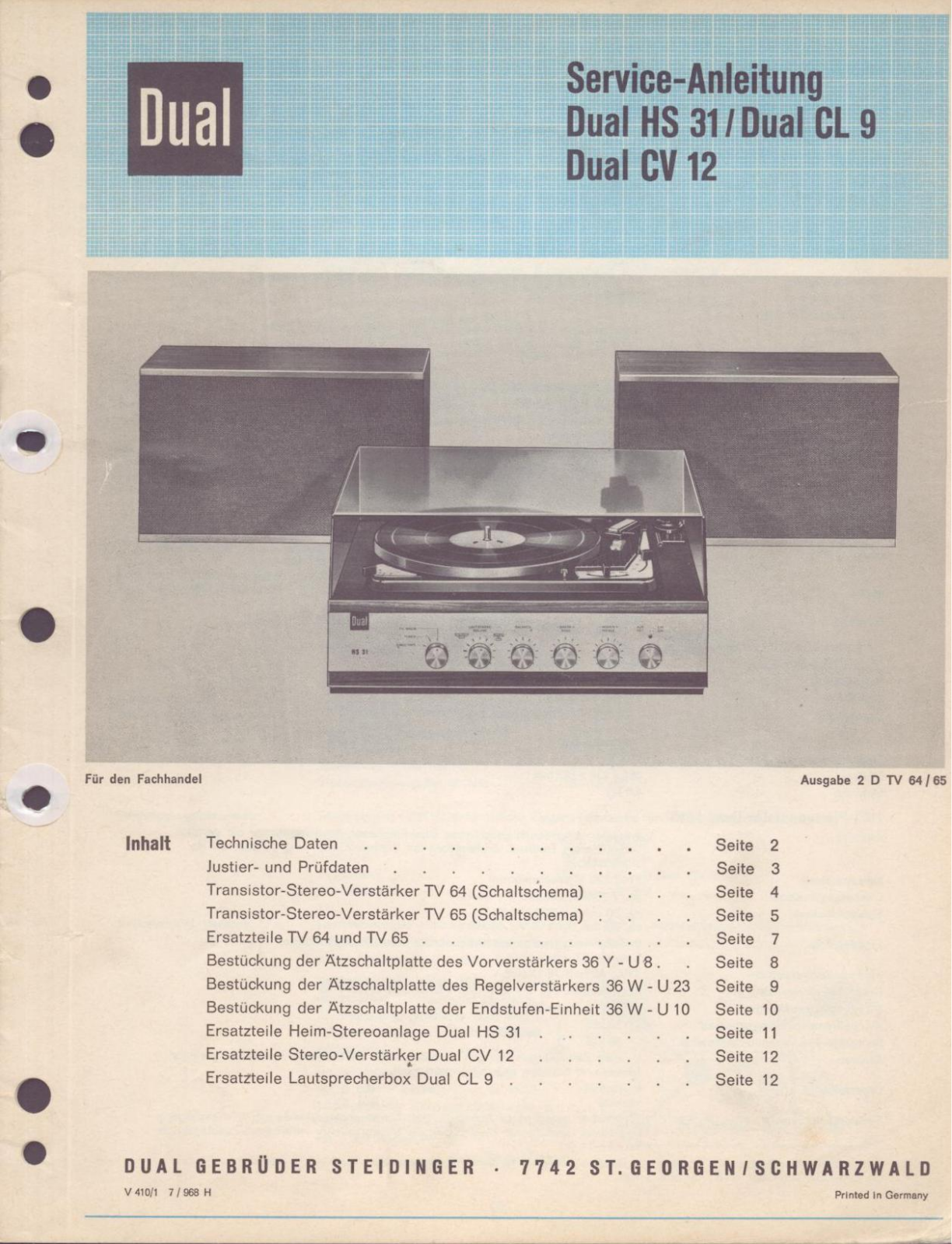 Dual HS-31 Service manual