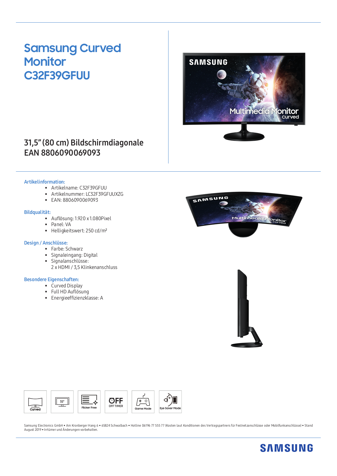 Samsung C32F39MFU, C32F39NFU, C32F39GFUU User Manual