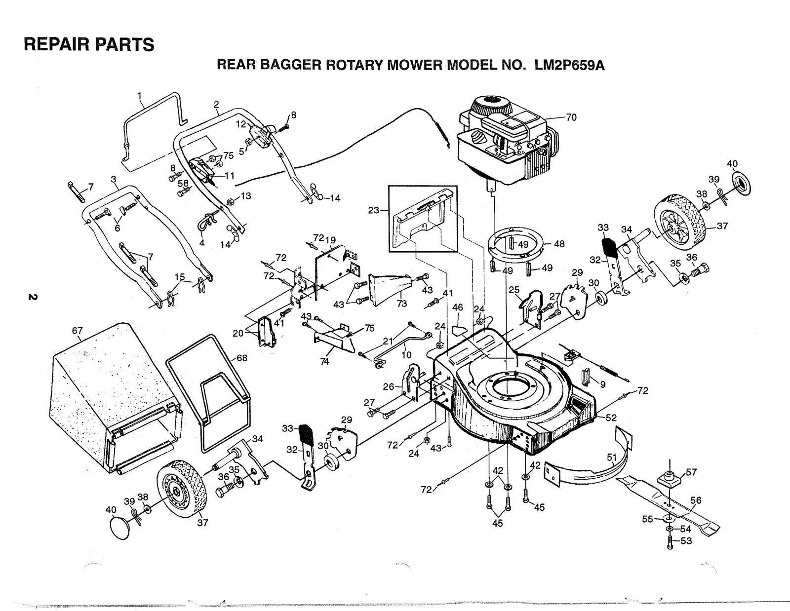 AYP LM2P659A Parts List