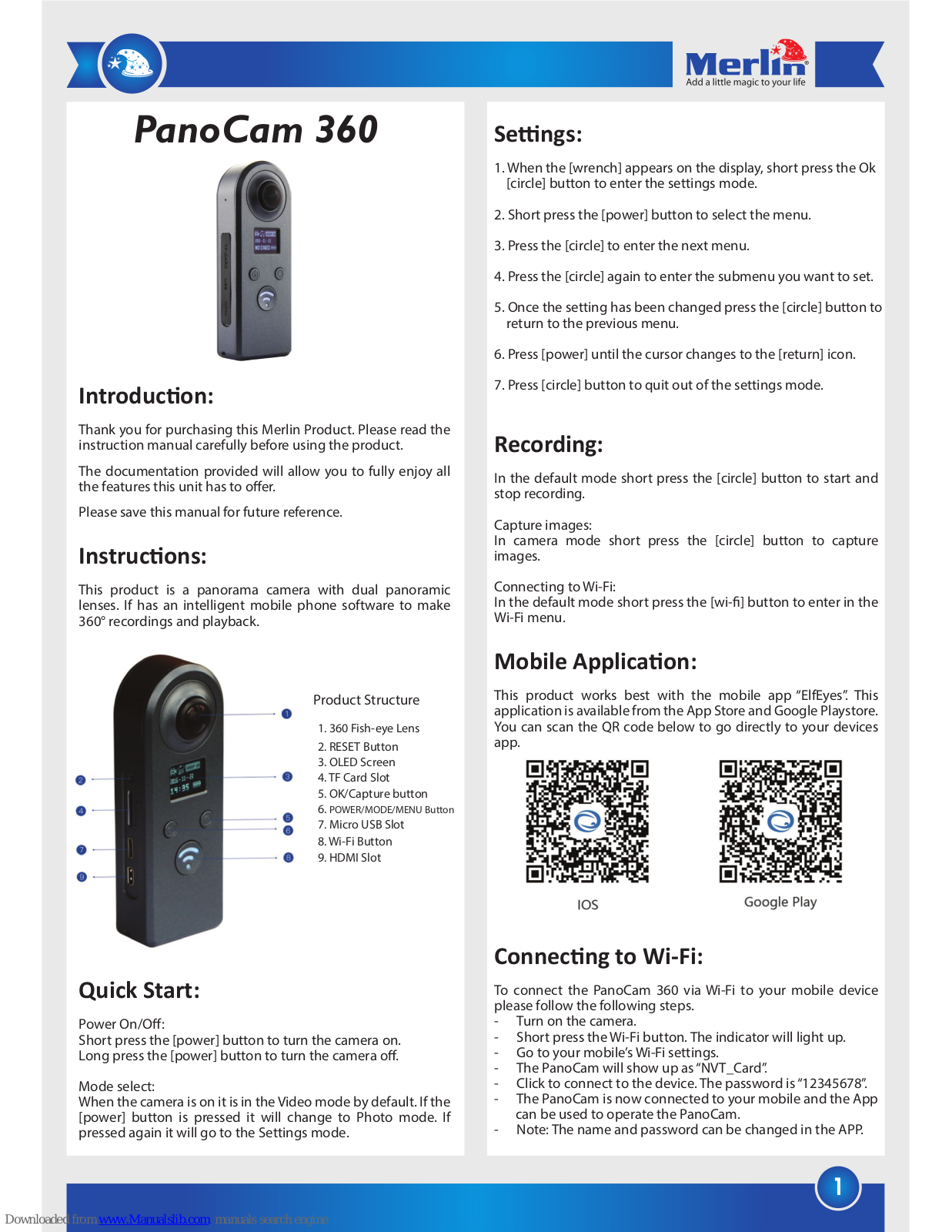 Merlin PanoCam 360 Instruction Manual