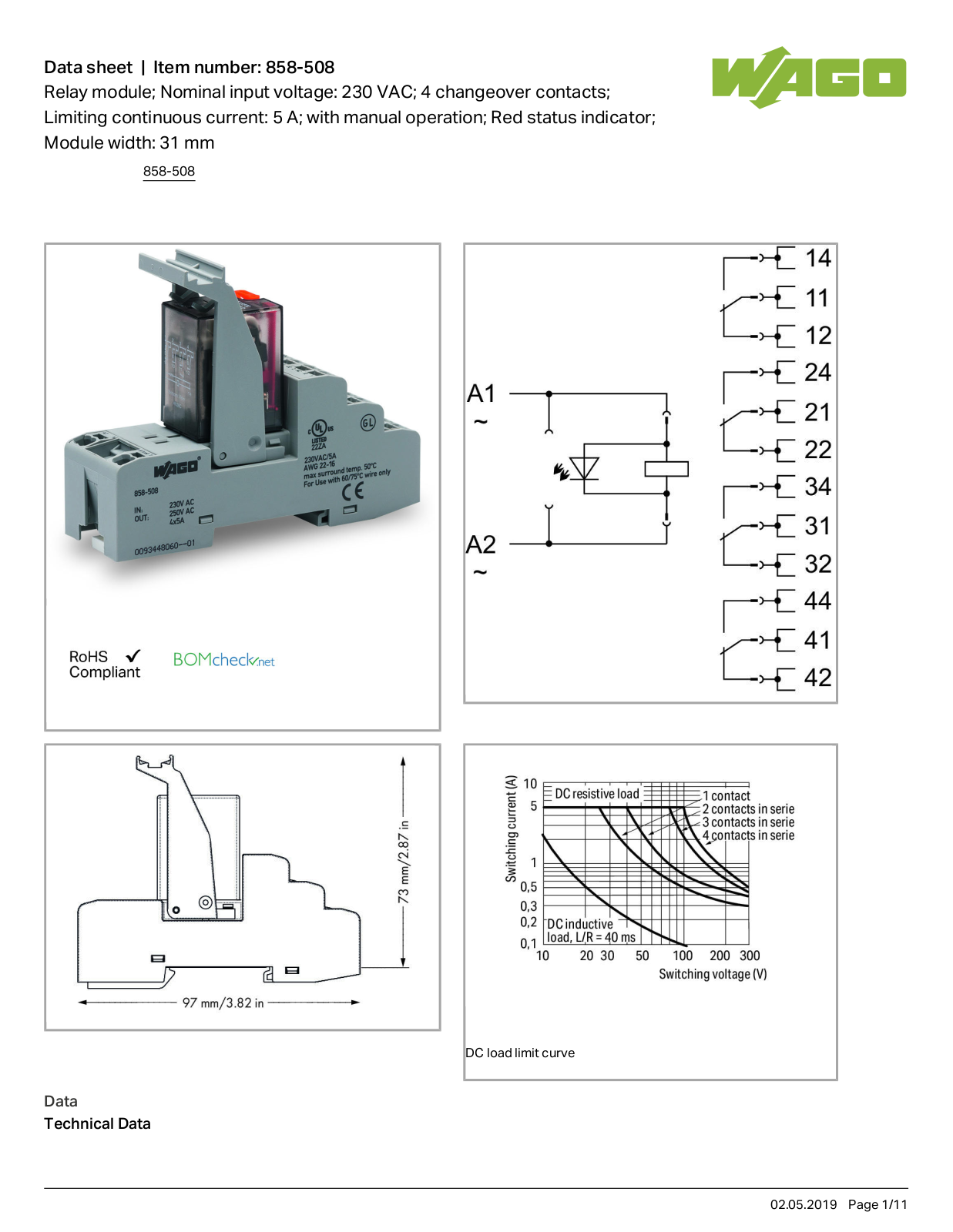 Wago 858-508 Data Sheet