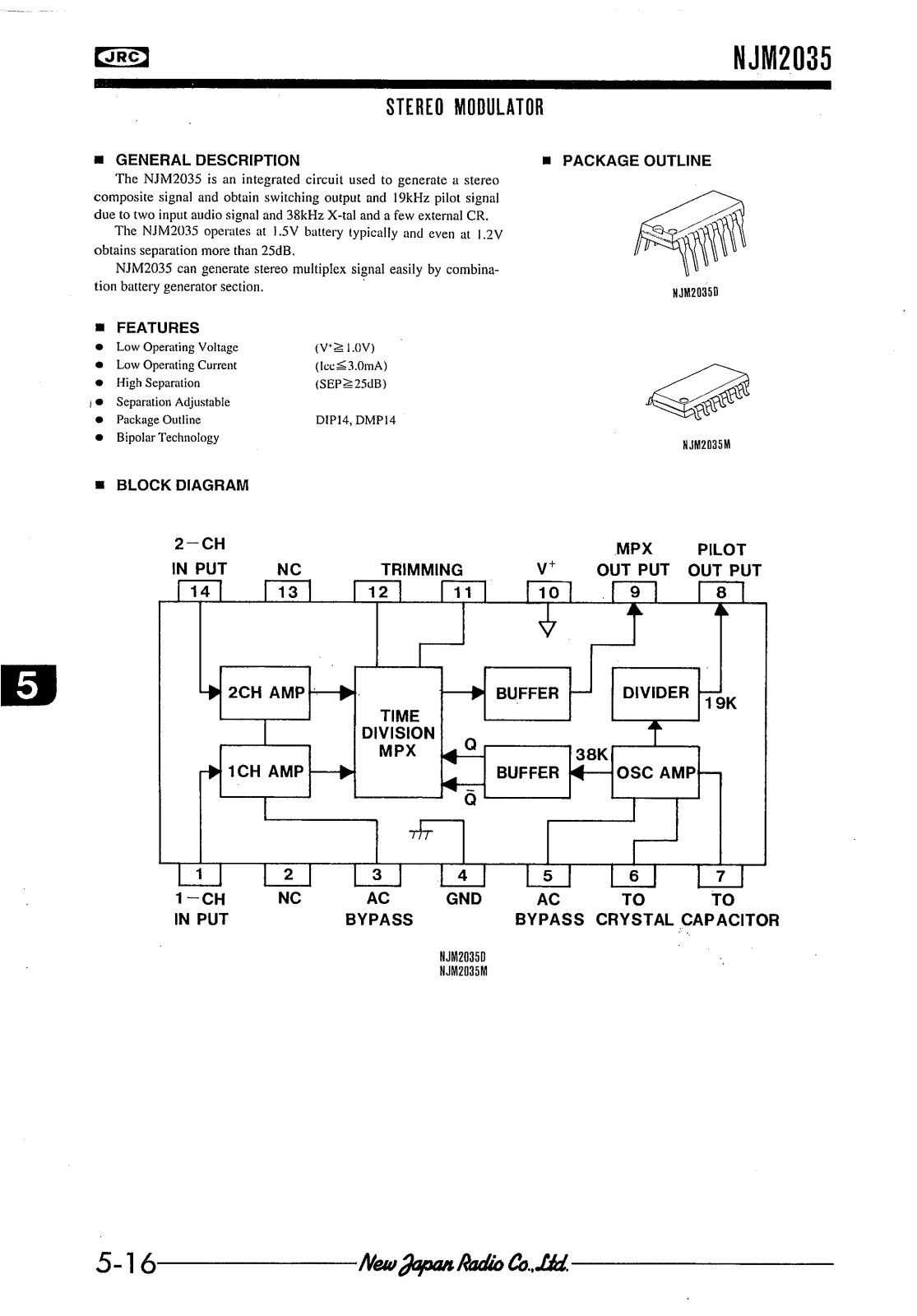 JRC NJM2035M, NJM2035D Datasheet