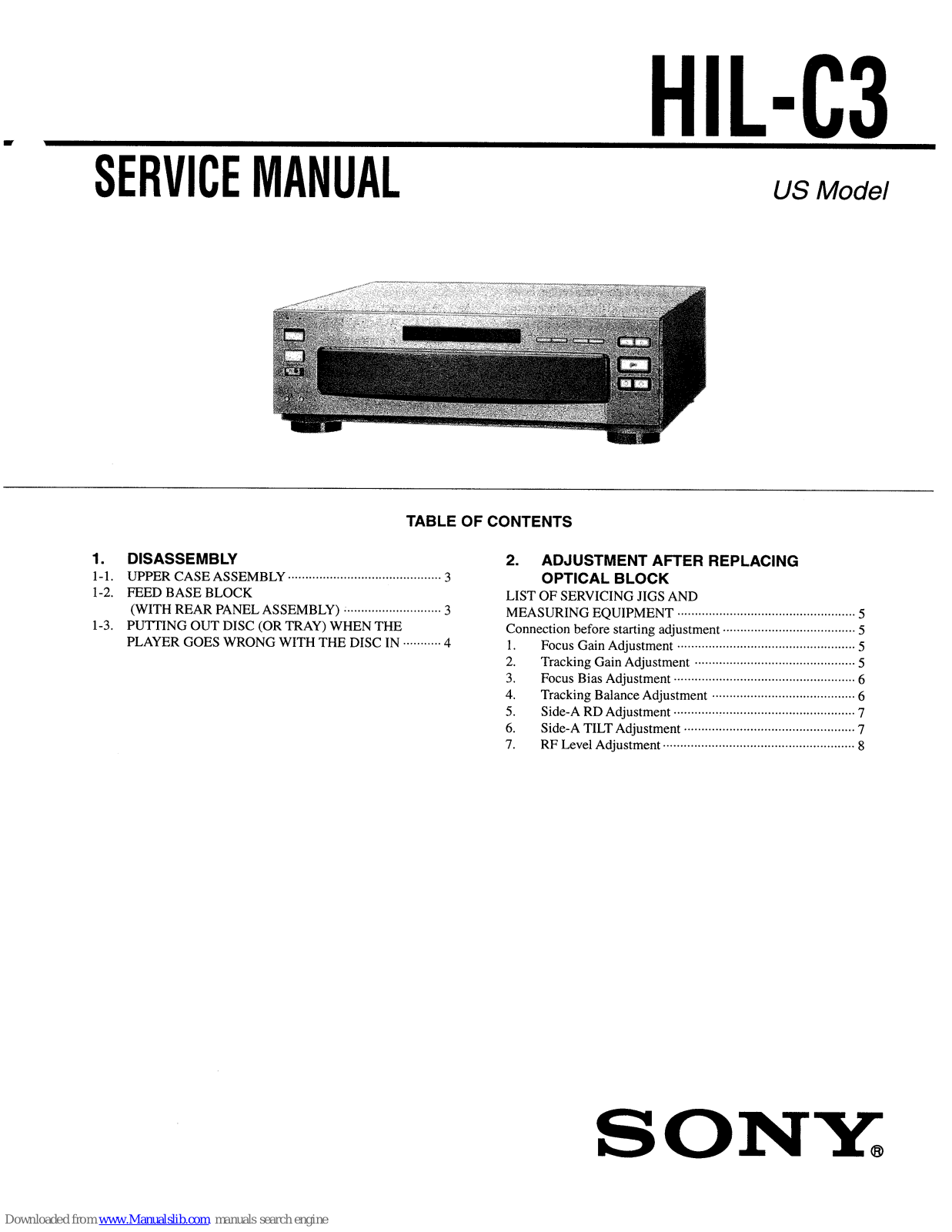 Sony HIL-C3 Service Manual