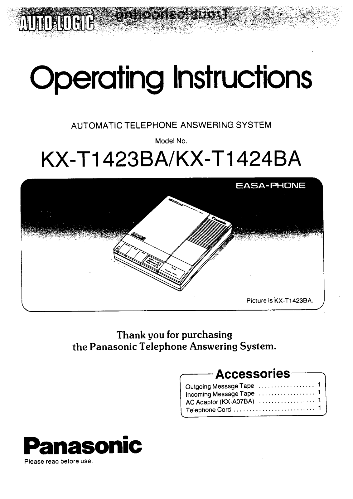 Panasonic kx-t1424 Operation Manual