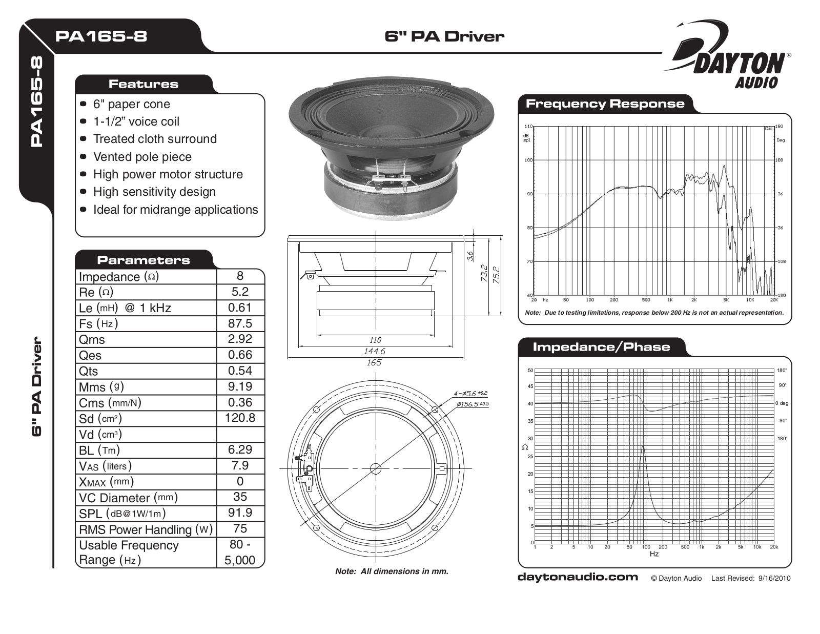 Dayton PA165-8 User Manual