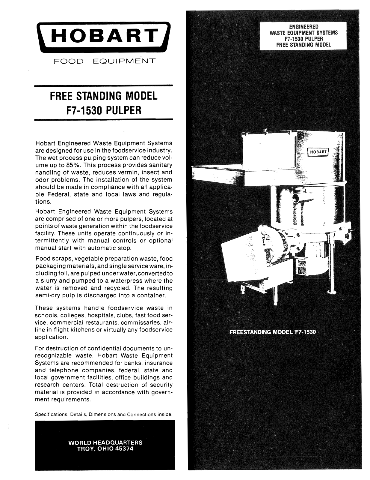 Hobart F7-1530 User Manual