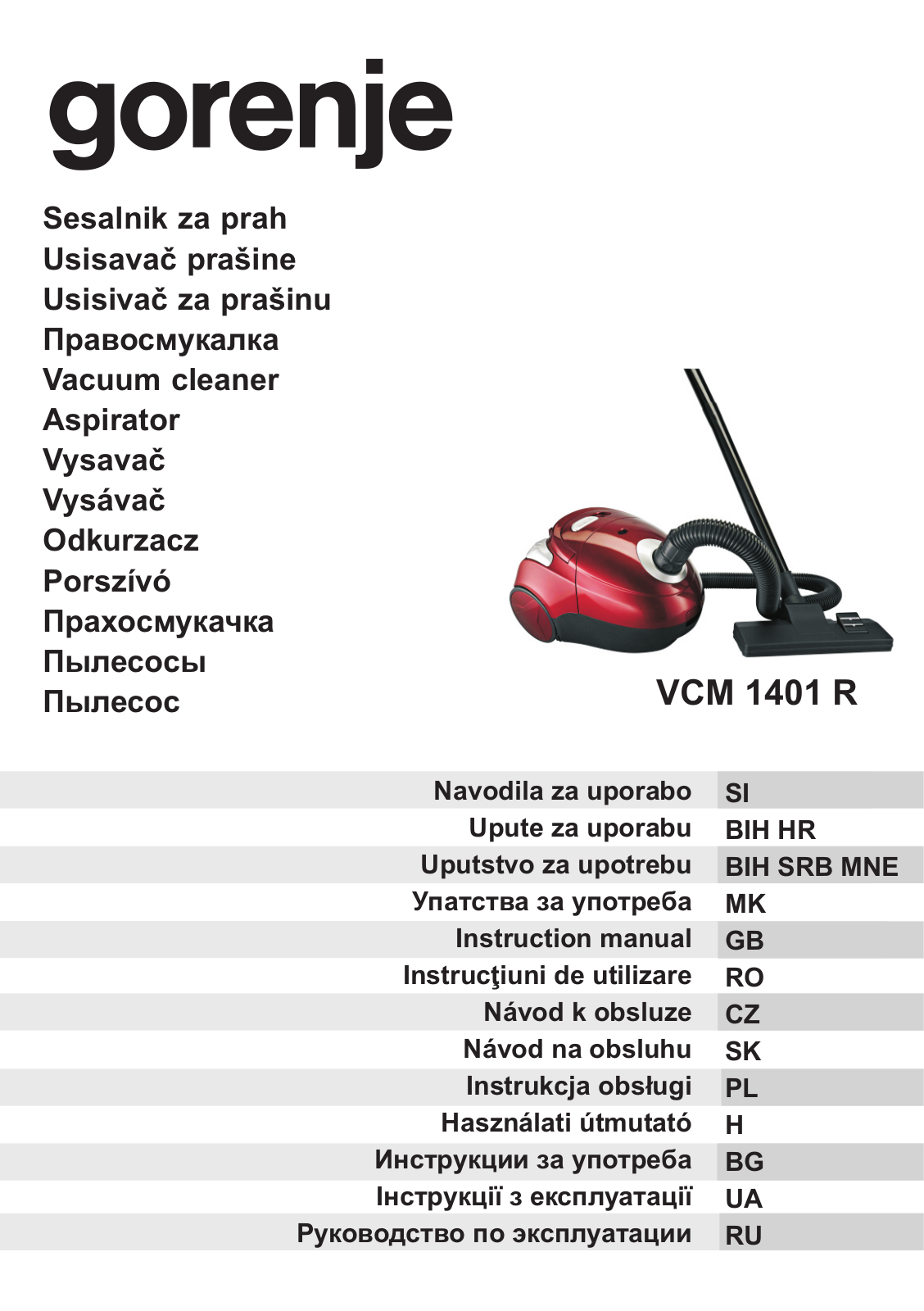 Gorenje VCM1401R User Manual