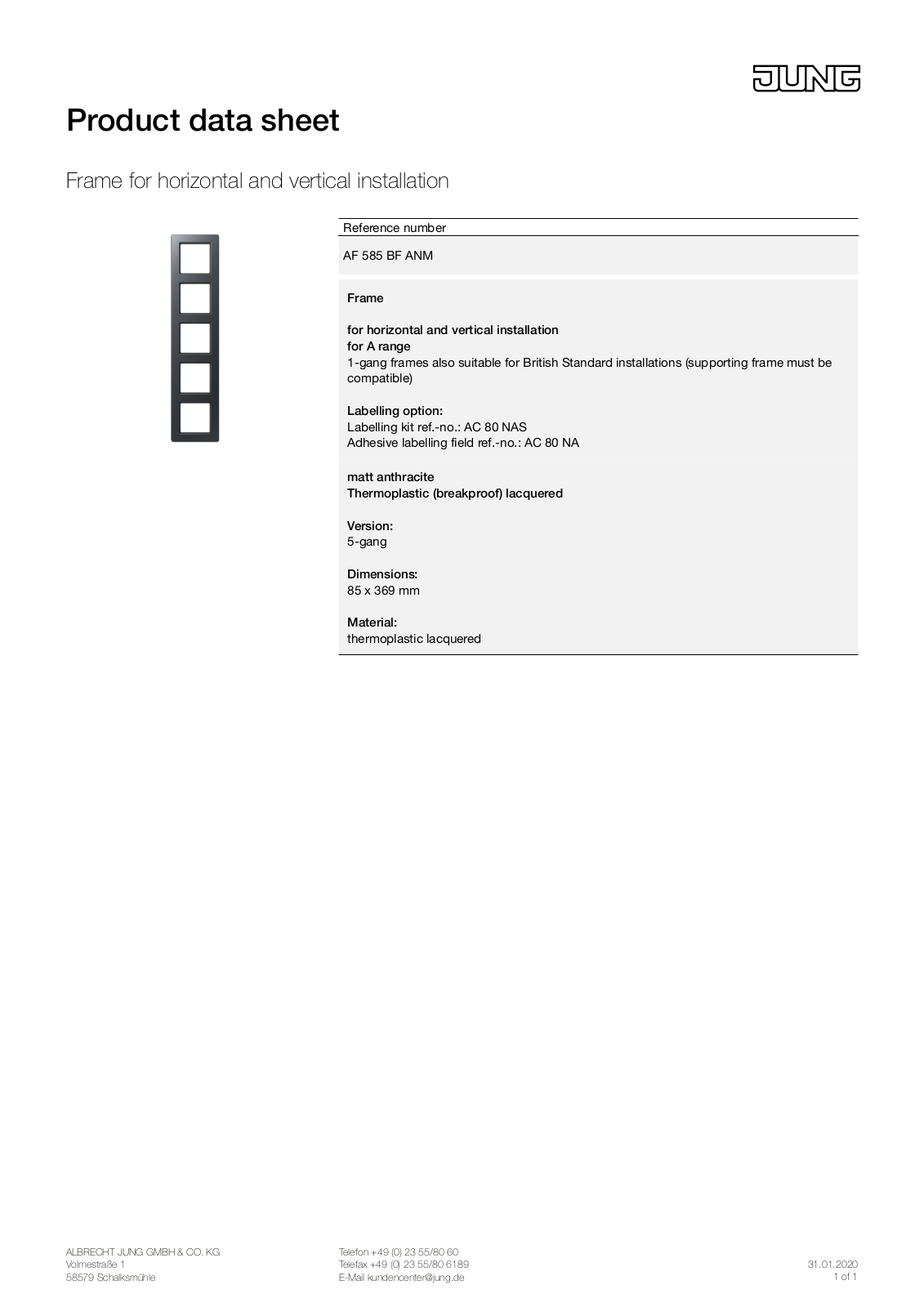 Jung AF 585 BF ANM User Manual