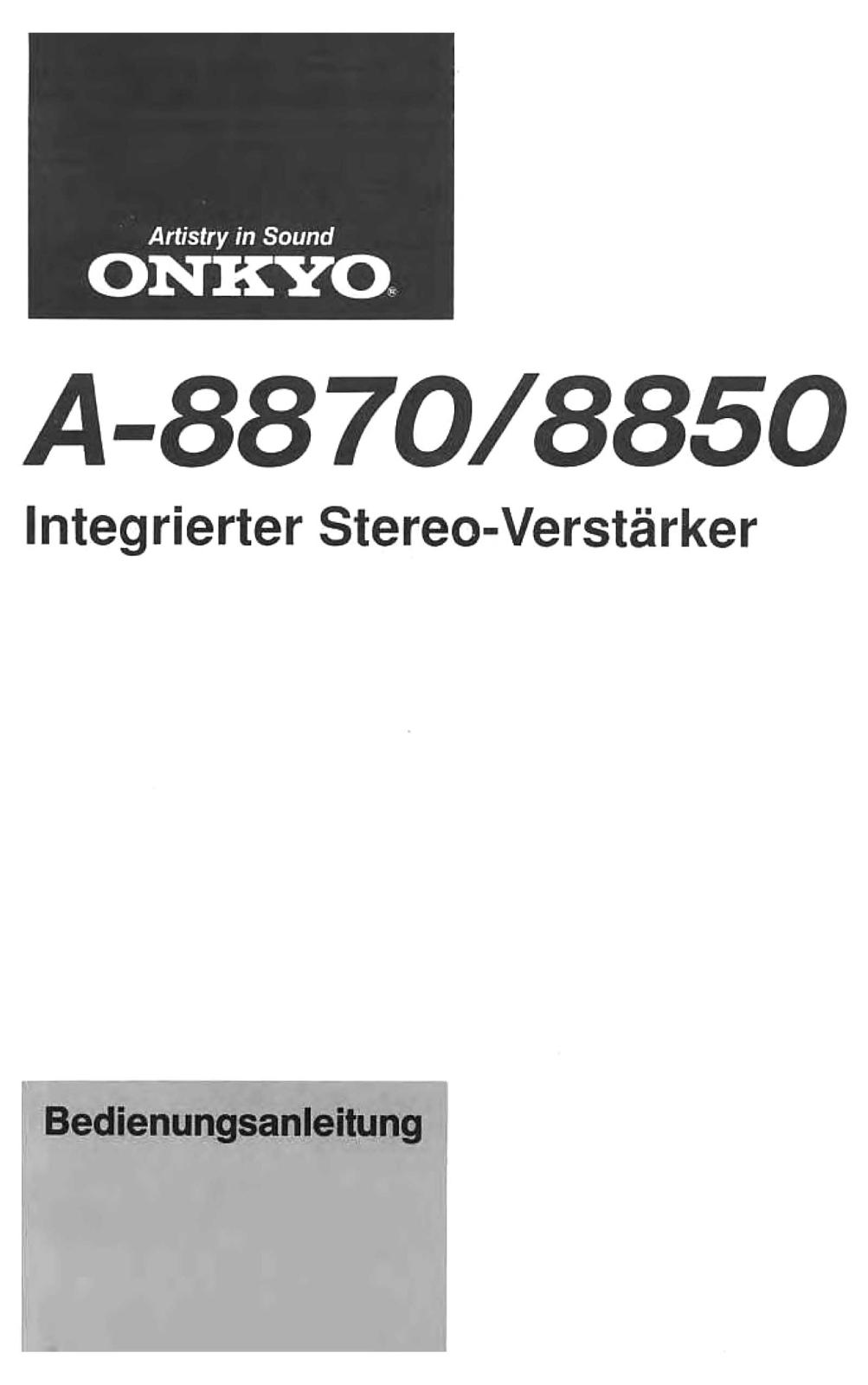 Onkyo A-8870, A-8850 Owners Manual