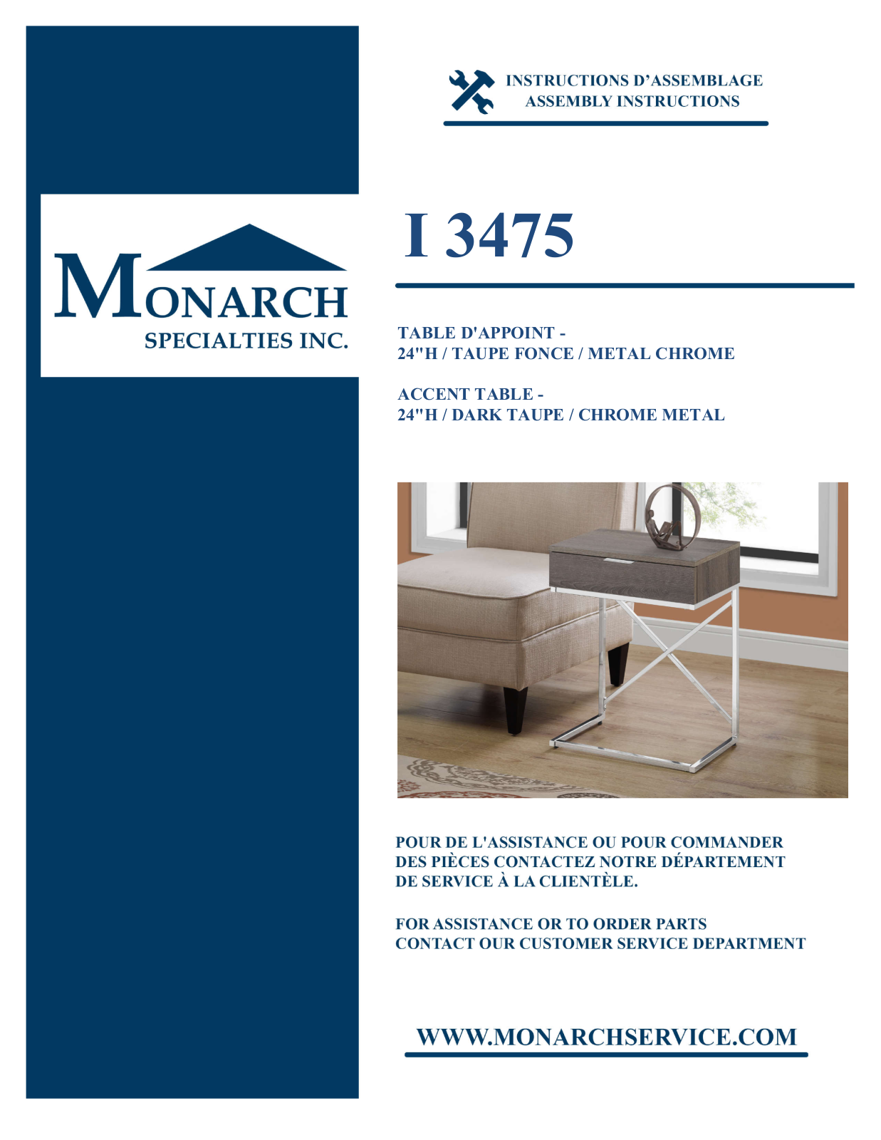 Monarch I3475 Assembly Guide