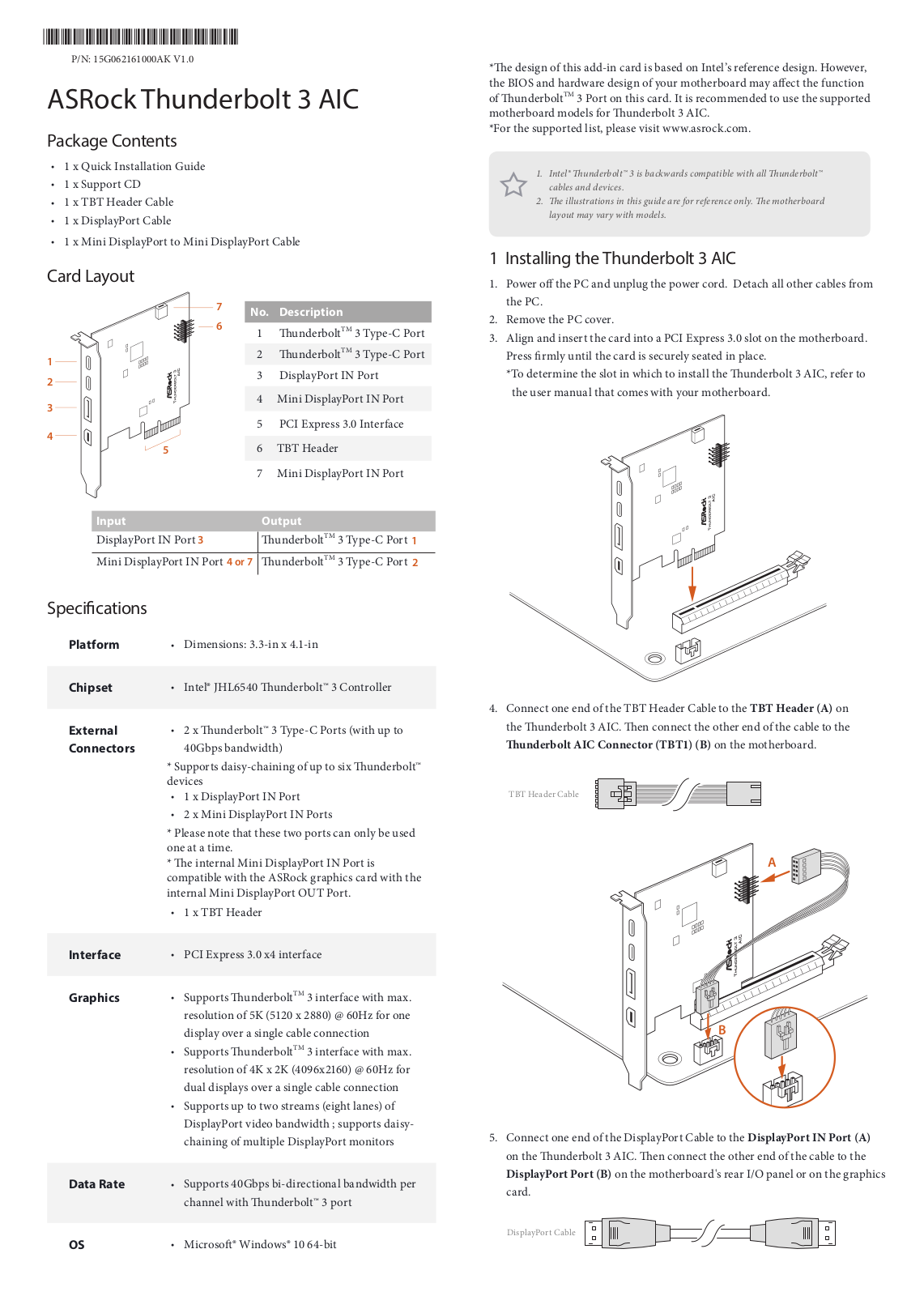 ASRock ASRock Thunderbolt 3 AIC User manual