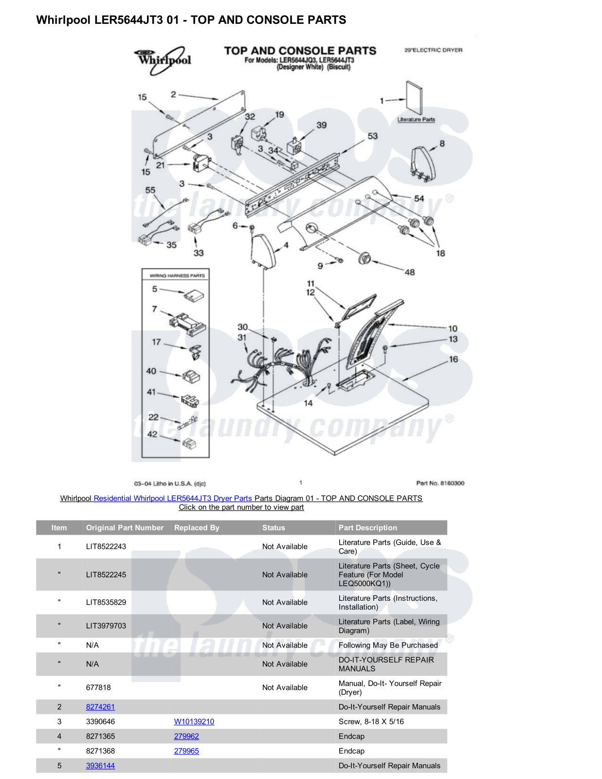 Whirlpool LER5644JT3 Parts Diagram