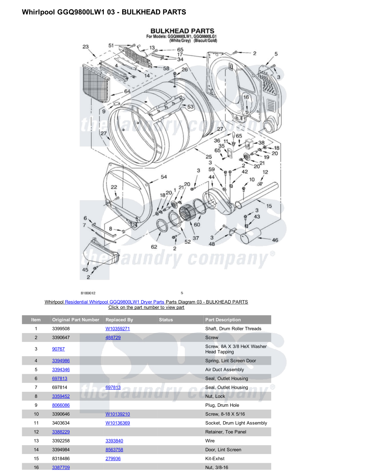 Whirlpool GGQ9800LW1 Parts Diagram