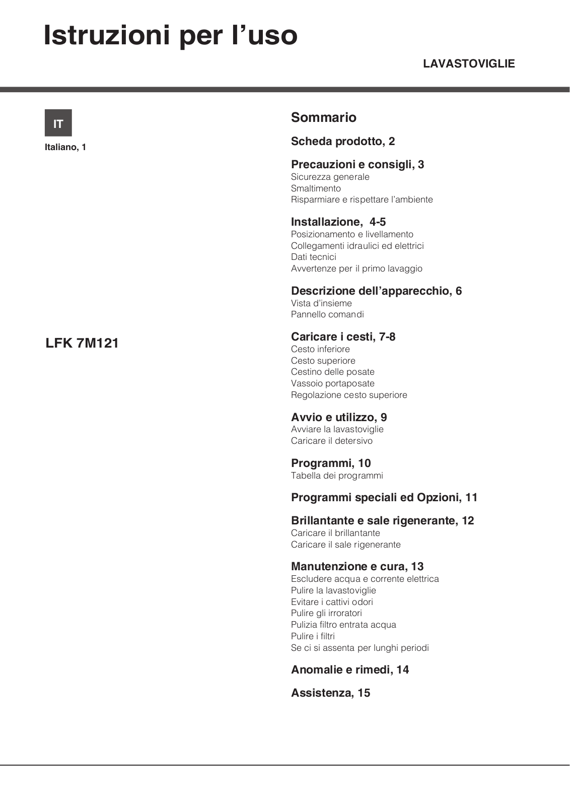 Hotpoint-Ariston LFK 7M121 User Manual