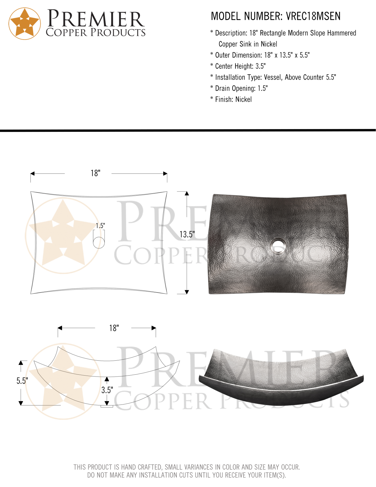 Premier Copper Products IER10011 Specifications - ManualMachine.com
