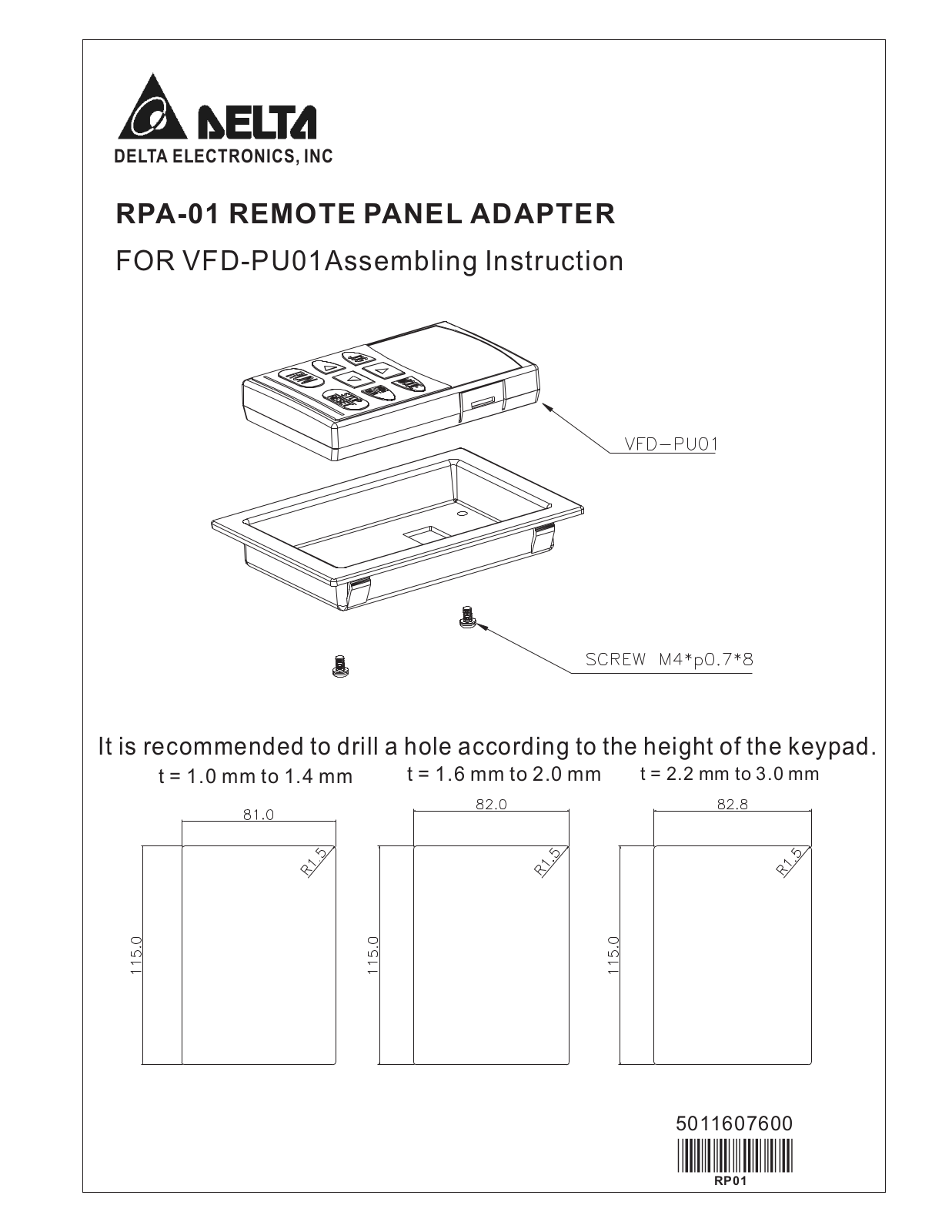 Delta Electronics RPA-01 User Manual