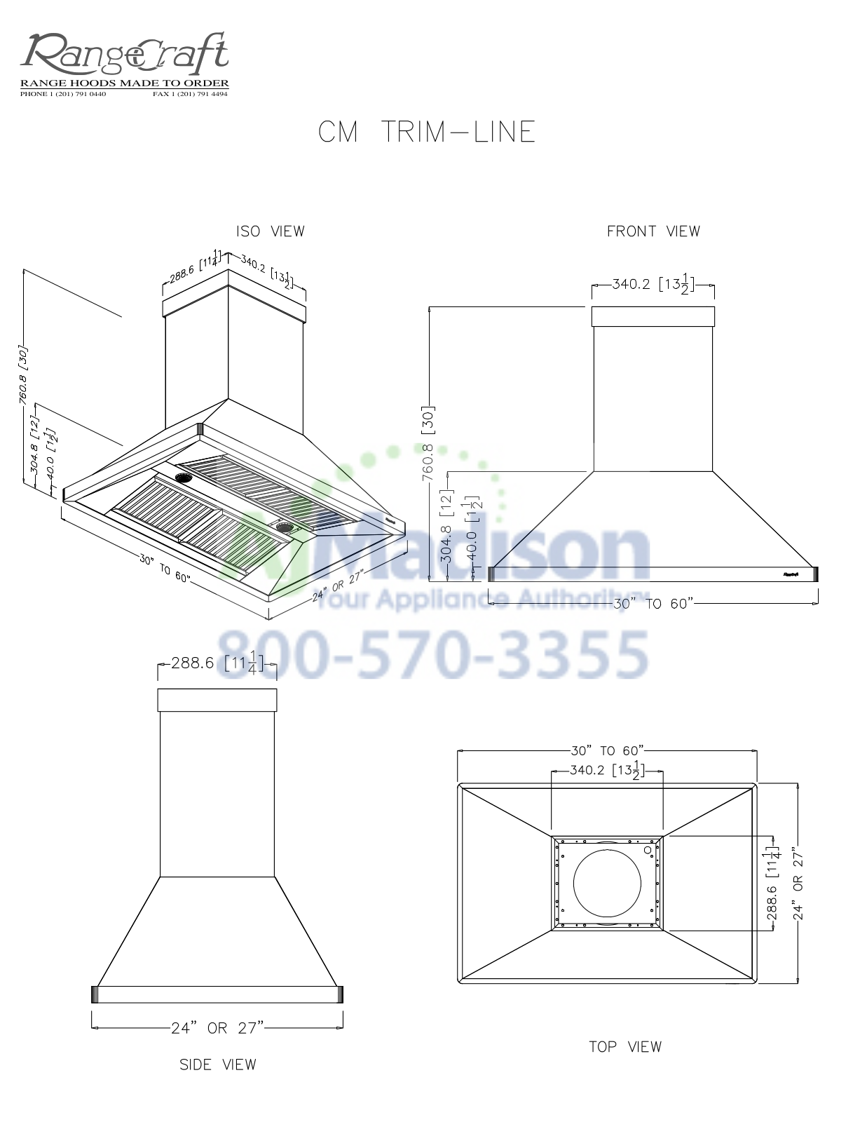 RangeCraft CM TRIMLINE Specs