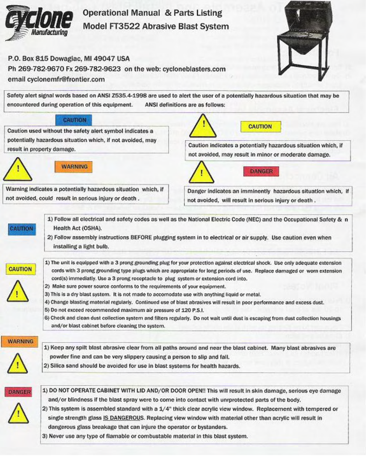 Cyclone Manufacturing FT3522 Owners Manual - ManualMachine.com