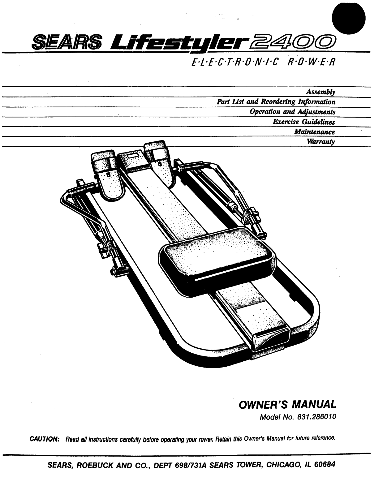 Lifestyler 831.286010 Owner's Manual