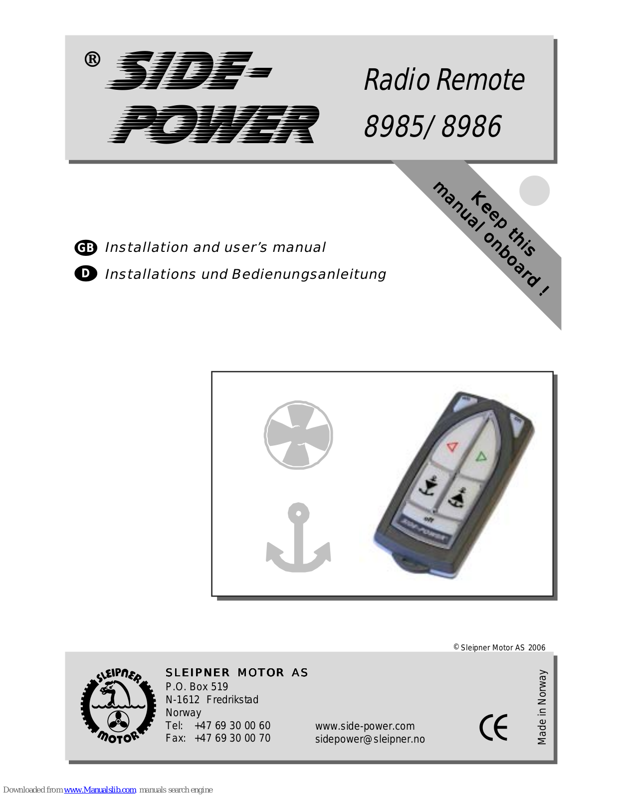 Side-Power 8985, 8986 Installation And User Manual