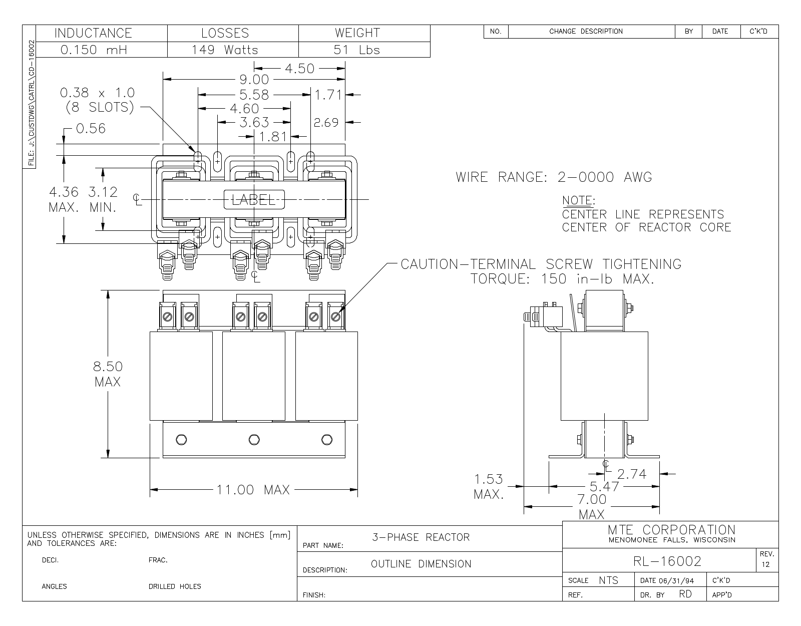 MTE RL-16002 CAD Drawings