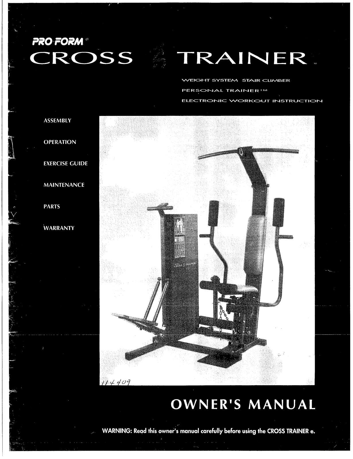 ProForm DR852030, DR852031, CROSS TRAINER Owner's Manual