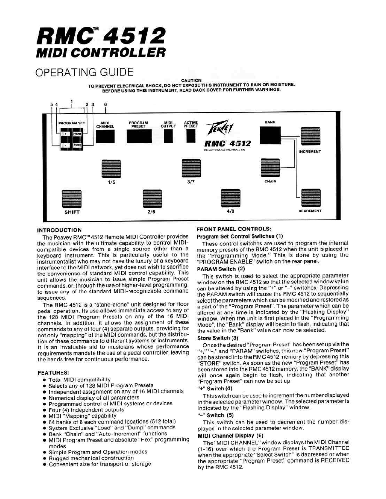 Peavey RMC 4512 Operating guide