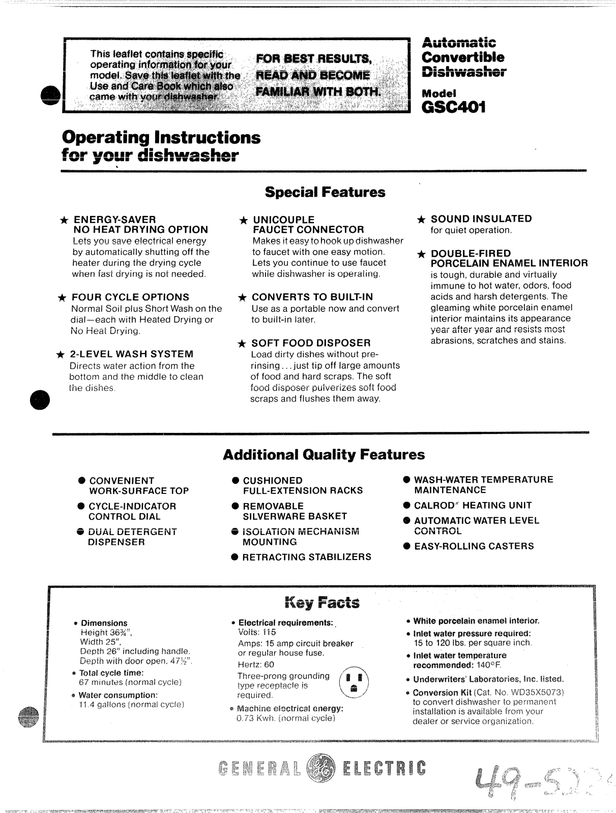 GE GSC401 Operating Instructions - ManualMachine.com