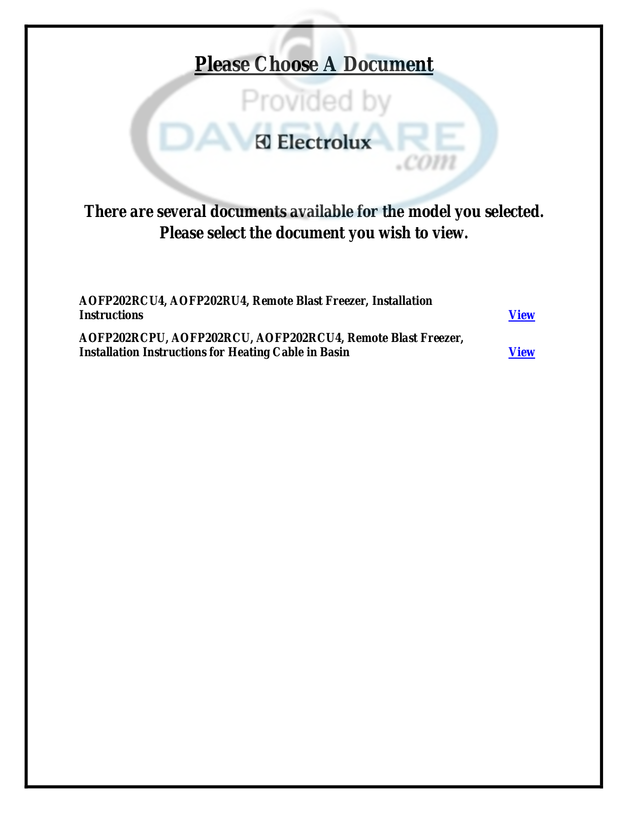 Electrolux AOFP202RCPU, AOFP202RCU, AOFP202RCU4 Operation Manual